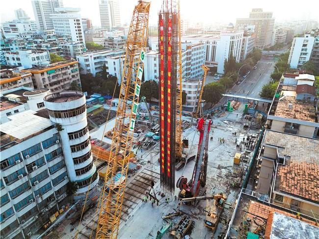 粵東城際鐵路汕頭一中站進入主體結構施工